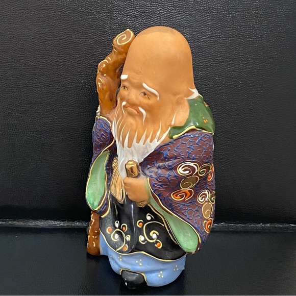 Vintage Signed Kutani Fukurokuju God Of Longevity & Wisdom 6” Porcelain Figurine - Picture 14 of 14